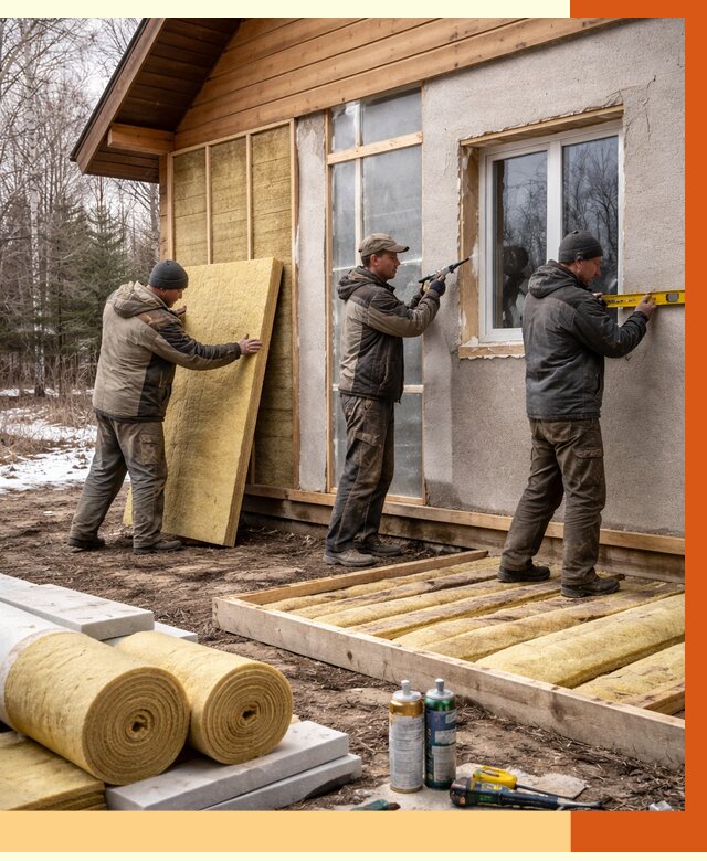 Утепление дачного дома в Усинске от 4863 руб/м2 — недорого | ТепломастерСнс
