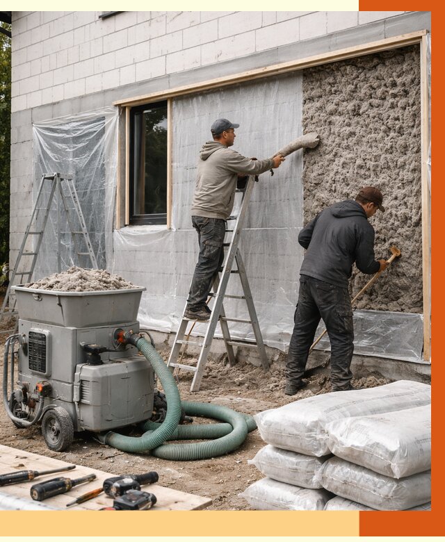 Утепление дома из газобетона эковатой в Усинске от 4607 руб./м2 | ТепломастерСнс